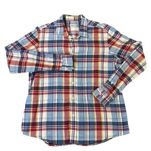 Serge Blanco Designer Long Sleeve Button Down Shirt Men's XL Colorful Plaid